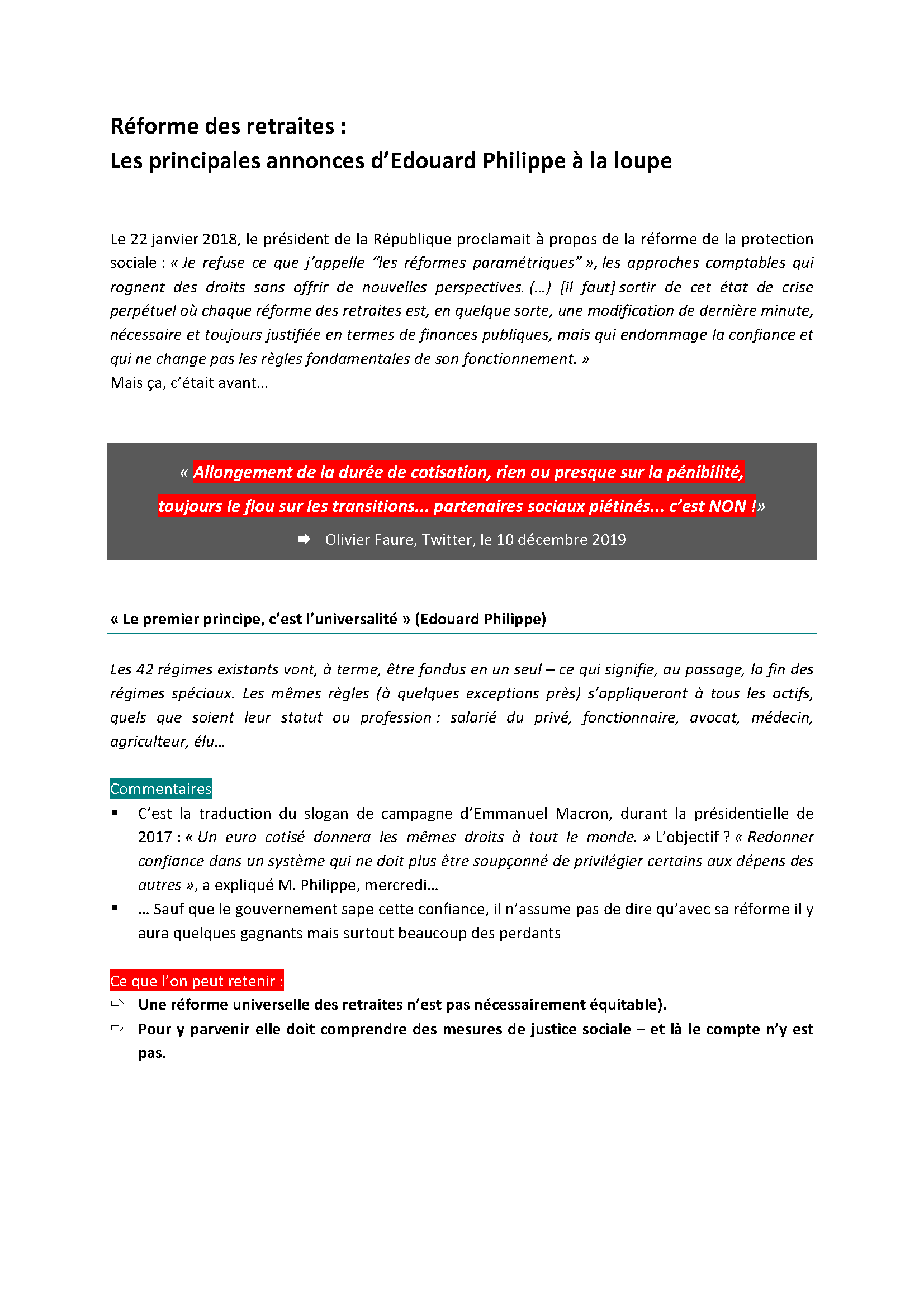 Réforme des retraites  mesuresPMdecryptées Page 01